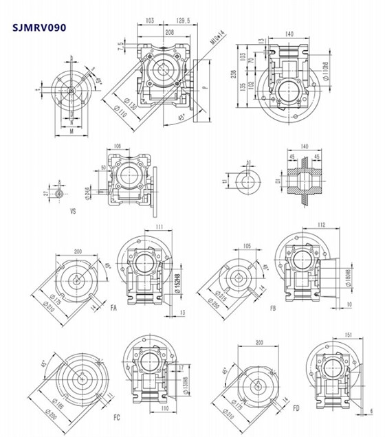 了解蝸輪蝸桿減速機之SJMRV090尺寸圖紙.jpg