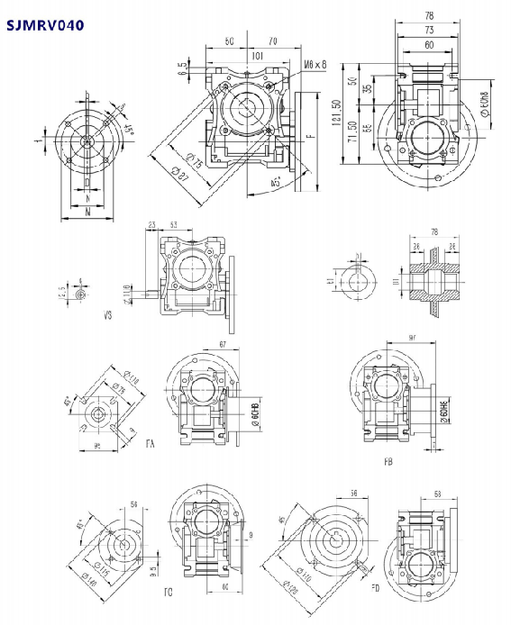 SJMRV040型號蝸輪蝸桿減速機產(chǎn)品安裝尺寸.png