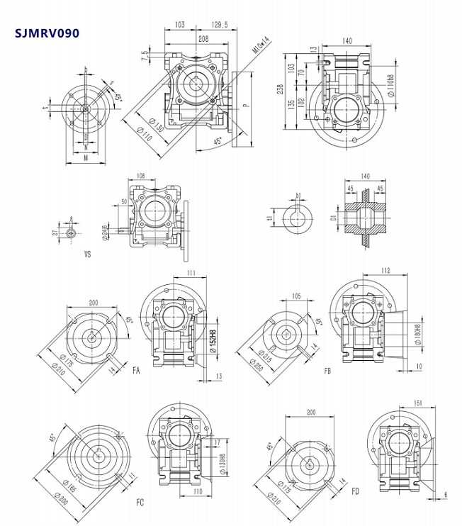 了解蝸輪蝸桿減速機(jī)之SJMRV090尺寸圖紙.jpg