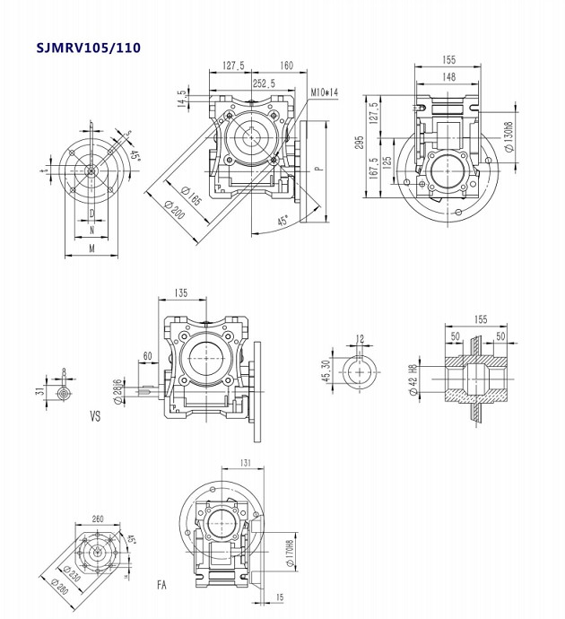 SJMRV105型號蝸輪蝸桿減速機產品安裝尺寸.jpg